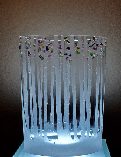 Aspen Tree Dichroic Oval Vase