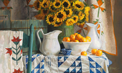 Calico and Sunflowers