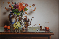 Still Life with Plums, Squash and Blue Marble