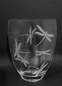 Dragonfly Oval Vase